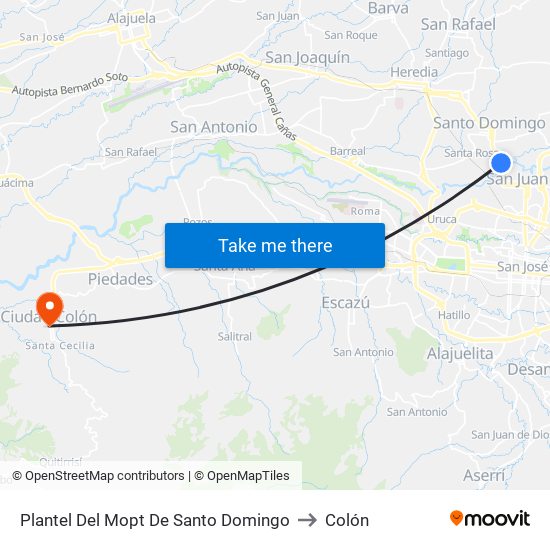 Plantel Del Mopt De Santo Domingo to Colón map