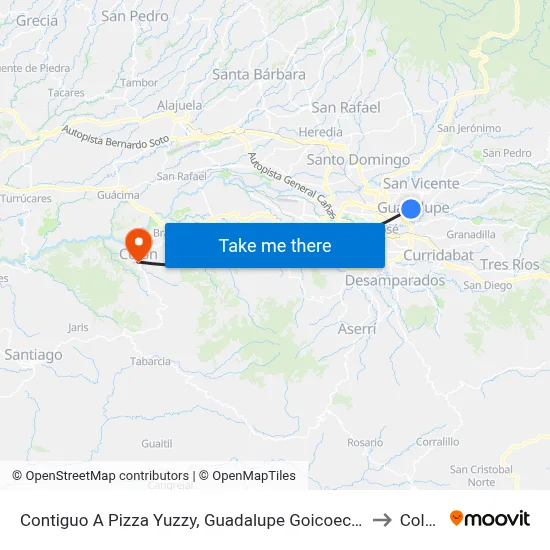 Contiguo A Pizza Yuzzy, Guadalupe Goicoechea to Colón map