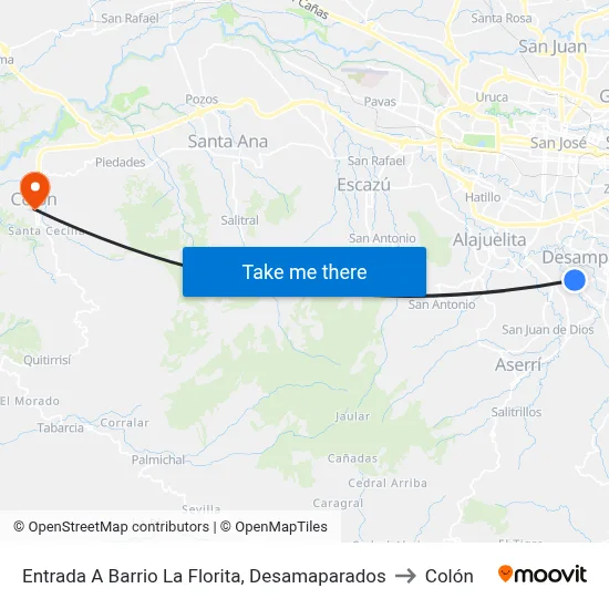 Entrada A Barrio La Florita, Desamaparados to Colón map