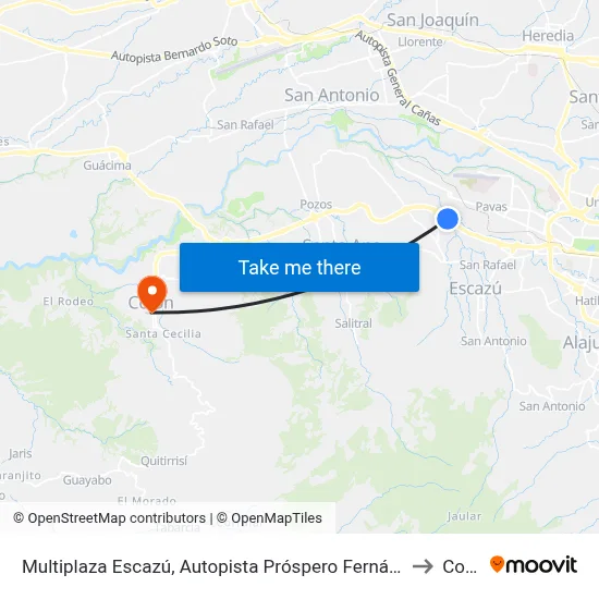 Multiplaza Escazú, Autopista Próspero Fernández Escazú to Colón map