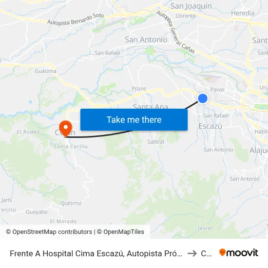 Frente A Hospital Cima Escazú, Autopista Próspero Fernández Escazú to Colón map