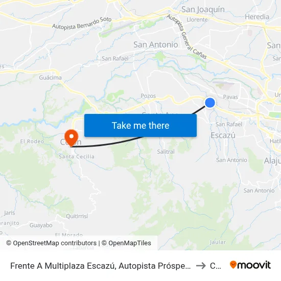 Frente A Multiplaza Escazú, Autopista Próspero Fernández Escazú to Colón map