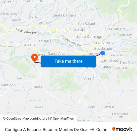 Contiguo A Escuela Betania, Montes De Oca to Colón map
