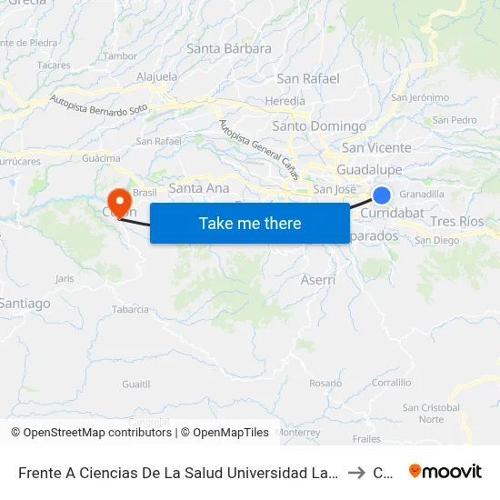 Frente A Ciencias De La Salud Universidad Latina, Montes De Oca to Colón map