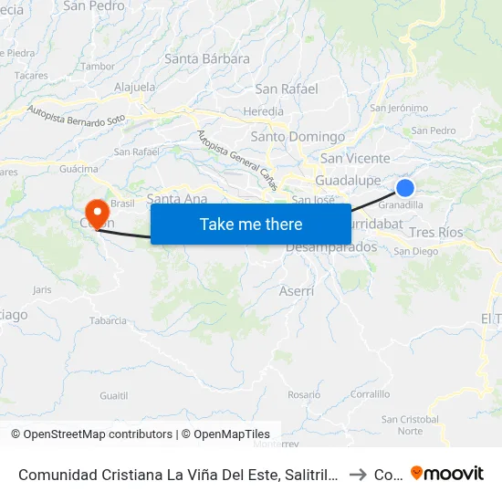Comunidad Cristiana La Viña Del Este, Salitrillos Montes De Oca to Colón map