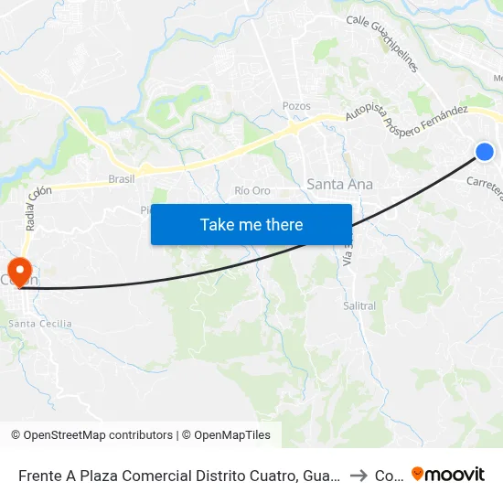 Frente A Plaza Comercial Distrito Cuatro, Guachipelín De Escazú to Colón map
