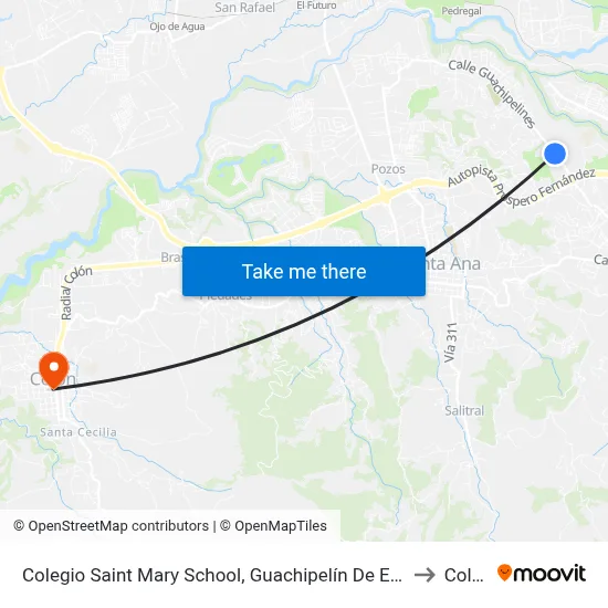 Colegio Saint Mary School, Guachipelín De Escazú to Colón map