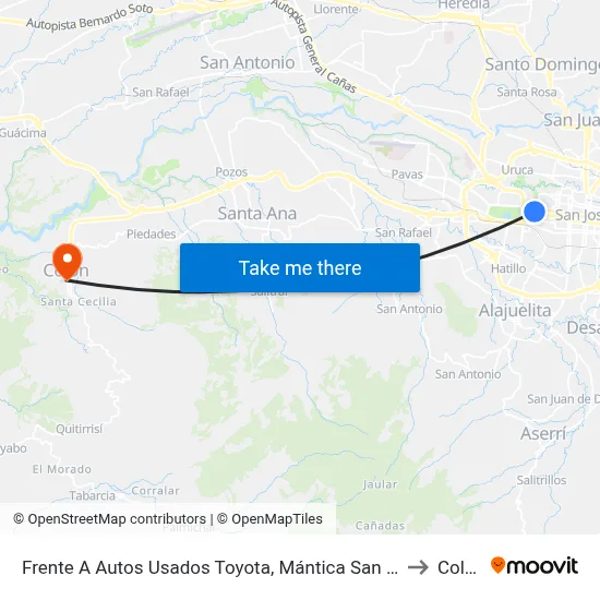 Frente A Autos Usados Toyota, Mántica San José to Colón map