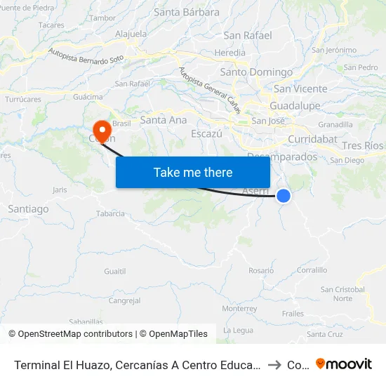 Terminal El Huazo, Cercanías A Centro Educativo Edwin Porras to Colón map