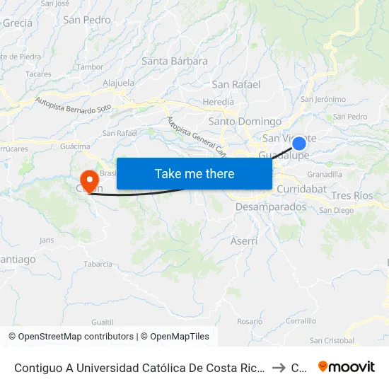 Contiguo A Universidad Católica De Costa Rica, Jardines De Moravia to Colón map
