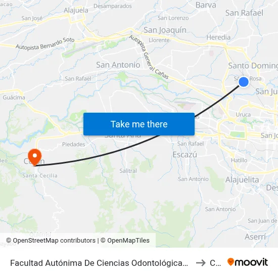 Facultad Autónima De Ciencias Odontológicas, Santa Rosa De Santo Domingo to Colón map