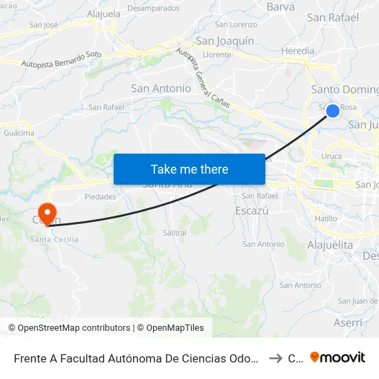 Frente A Facultad Autónoma De Ciencias Odontológicas, Santa Rosa De Santo Domingo to Colón map