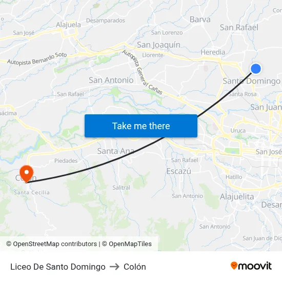 Liceo De Santo Domingo to Colón map