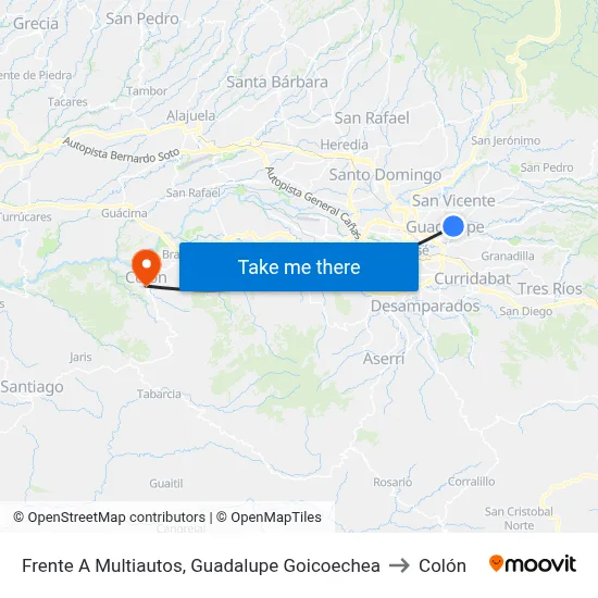 Frente A Multiautos, Guadalupe Goicoechea to Colón map