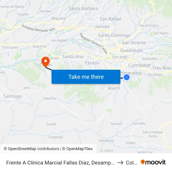 Frente A Clínica Marcial Fallas Díaz, Desamparados to Colón map