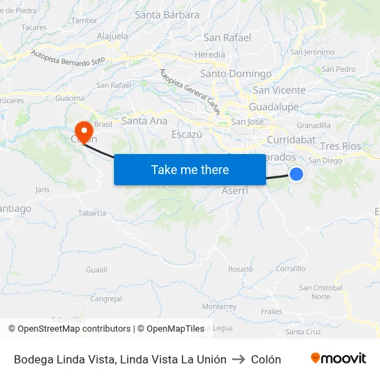 Bodega Linda Vista, Linda Vista La Unión to Colón map