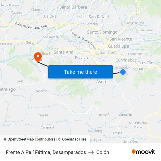 Frente A Palí Fátima, Desamparados to Colón map