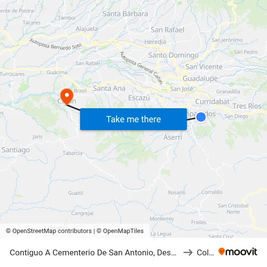 Contiguo A Cementerio De San Antonio, Desamparados to Colón map
