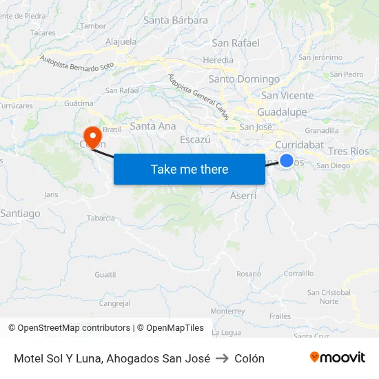 Motel Sol Y Luna, Ahogados San José to Colón map