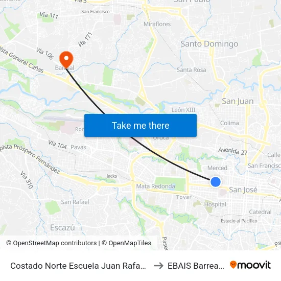 Frente A Fan Asia International Sa, San José to EBAIS Barreal De Heredia map