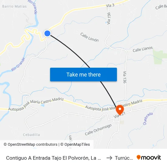 Contiguo A Entrada Tajo El Polvorón, La Garita Alajuela to Turrúcares map