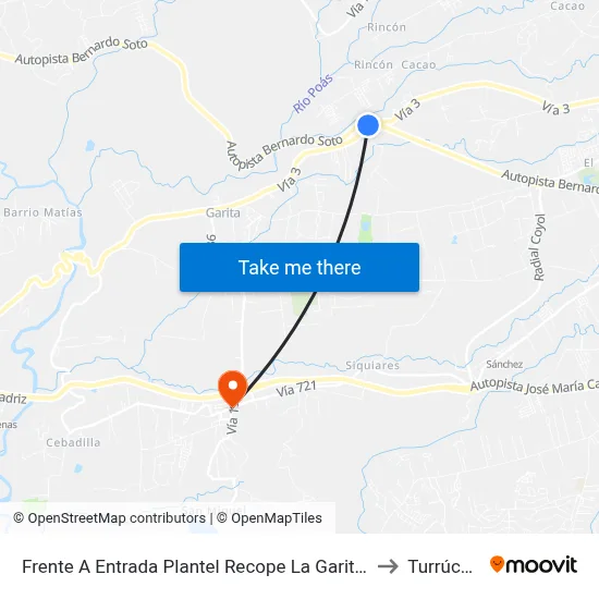 Frente A Entrada Plantel Recope La Garita, Alajuela to Turrúcares map