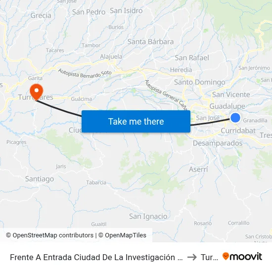 Frente A Entrada Ciudad De La Investigación Ucr Fac. Ciencias Sociales, González Flores Montes De Oca to Turrúcares map