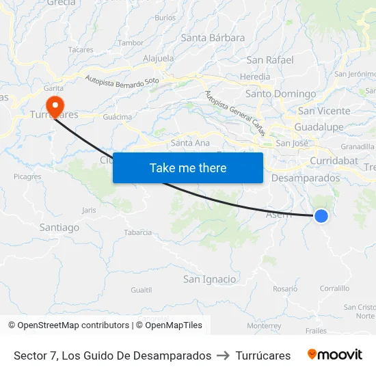 Sector 7, Los Guido De Desamparados to Turrúcares map