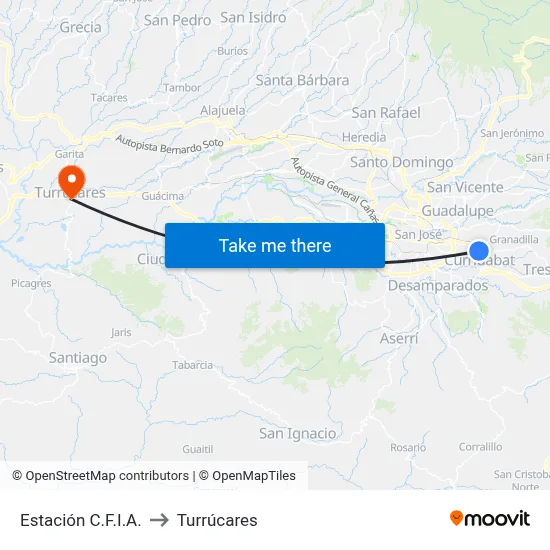 Estación C.F.I.A. to Turrúcares map