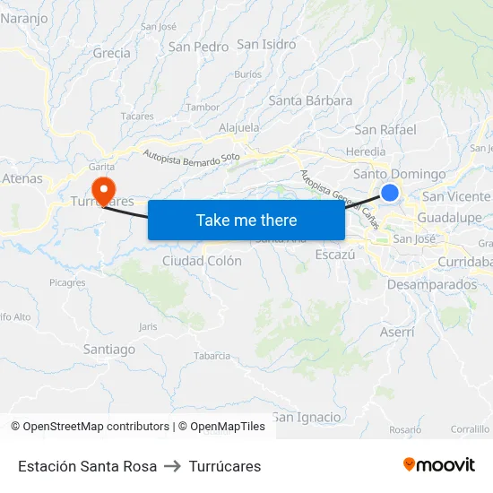 Estación Santa Rosa to Turrúcares map