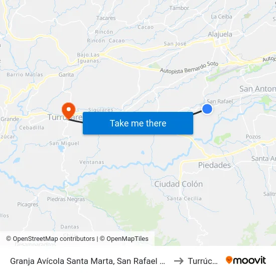 Granja Avícola Santa Marta, San Rafael De Alajuela to Turrúcares map