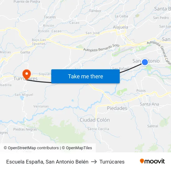 Escuela España, San Antonio Belén to Turrúcares map