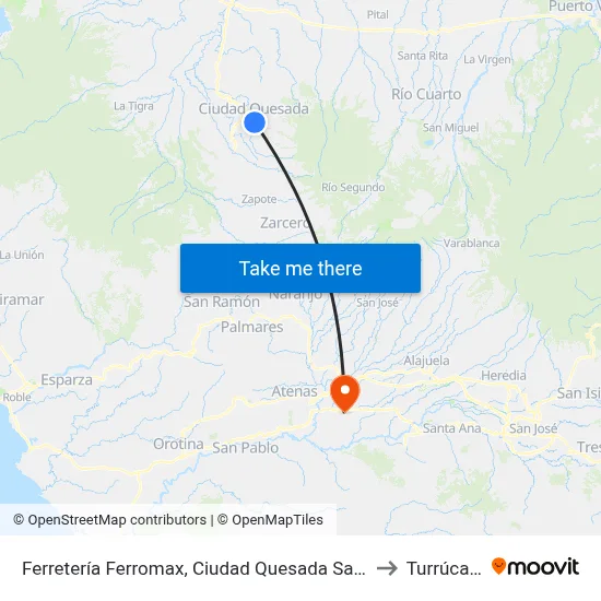 Ferretería Ferromax, Ciudad Quesada San Carlos to Turrúcares map