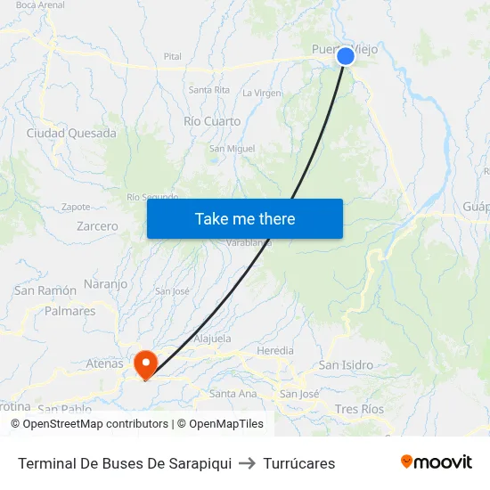 Terminal De Buses De Sarapiqui to Turrúcares map
