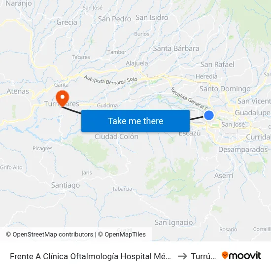 Frente A Clínica Oftalmología Hospital México, La Uruca San José to Turrúcares map
