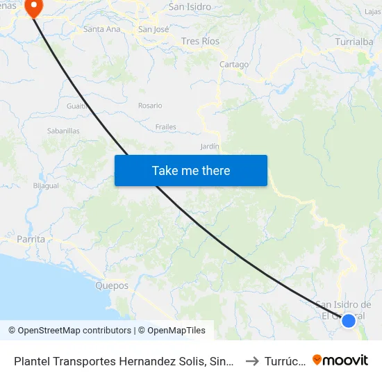 Plantel Transportes Hernandez Solis, Sinaí Pérez Zeledón to Turrúcares map
