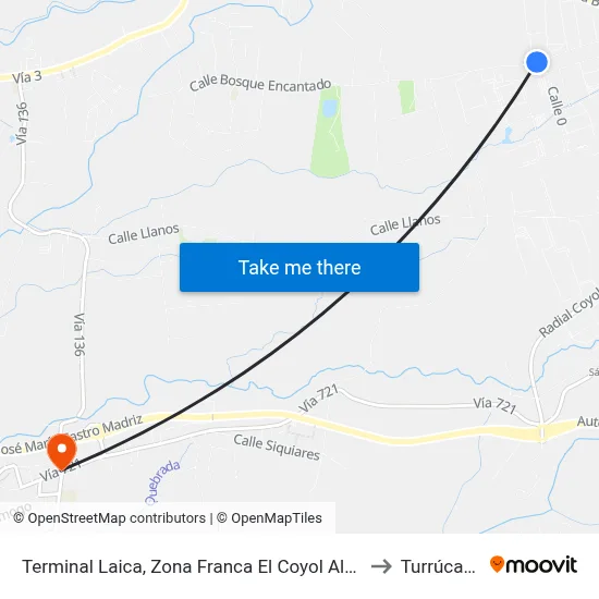 Terminal Laica, Zona Franca El Coyol Alajuela to Turrúcares map