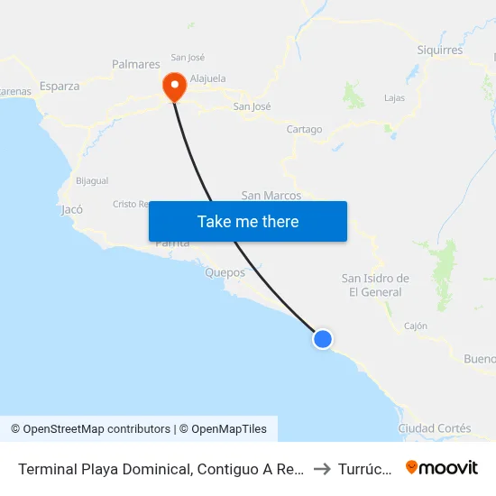 Terminal Playa Dominical, Contiguo A Rest. El Coco to Turrúcares map