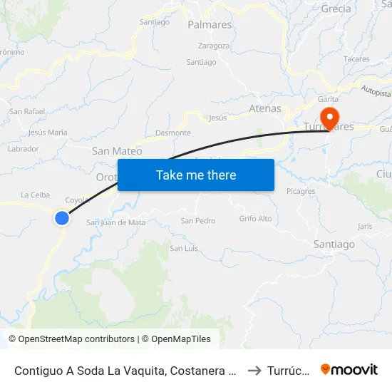 Contiguo A Soda La Vaquita, Costanera Sur Orotina to Turrúcares map