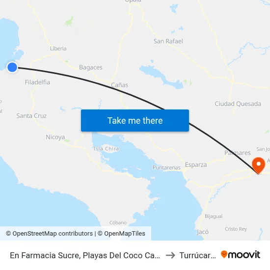 En Farmacia Sucre, Playas Del Coco Carrillo to Turrúcares map