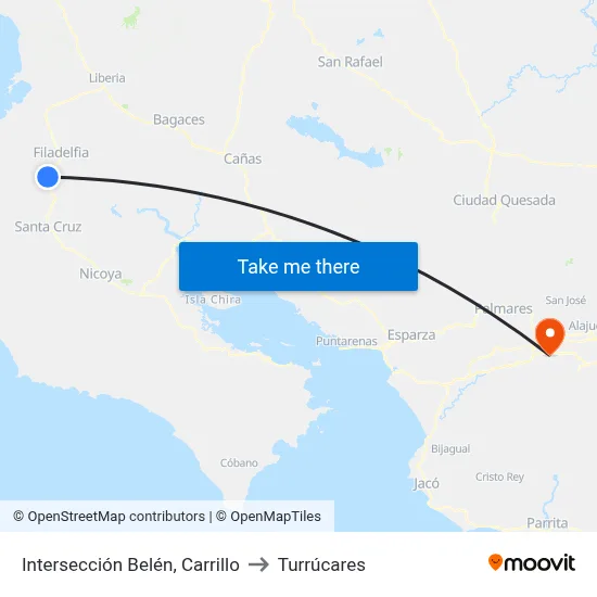 Intersección Belén, Carrillo to Turrúcares map
