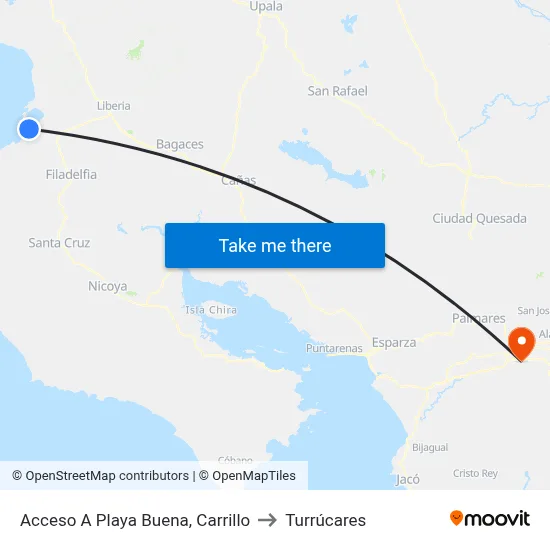 Acceso A Playa Buena, Carrillo to Turrúcares map