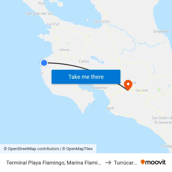 Terminal Playa Flamingo, Marina Flamingo to Turrúcares map