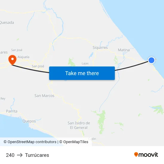 240 to Turrúcares map