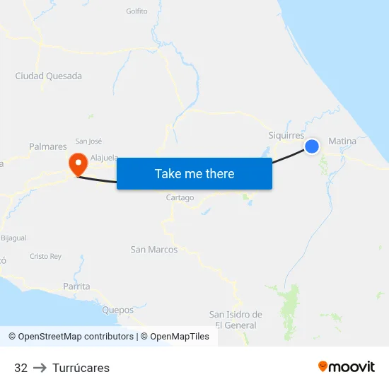 32 to Turrúcares map