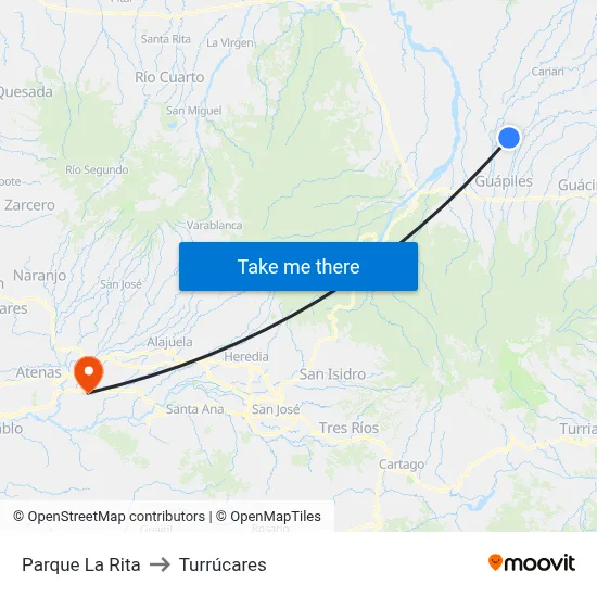 Parque La Rita to Turrúcares map