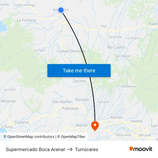 Supermercado Boca Arenal to Turrúcares map