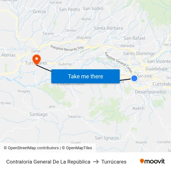 Contraloría General De La República to Turrúcares map