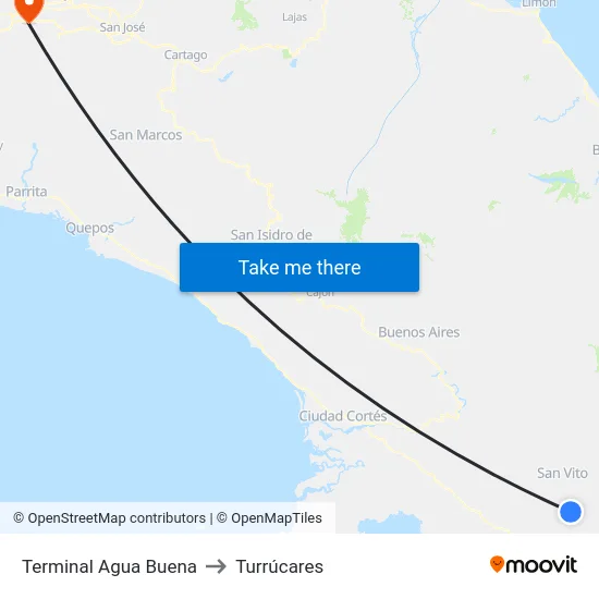 Terminal Agua Buena to Turrúcares map