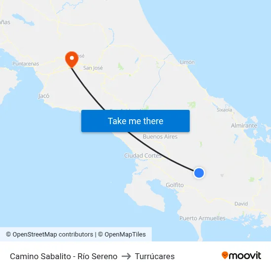 Camino Sabalito - Río Sereno to Turrúcares map